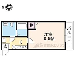 京都市営烏丸線 今出川駅 徒歩19分の賃貸アパート 4階1Kの間取り