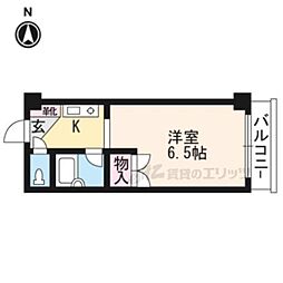 プレミオ下鴨 2階ワンルームの間取り