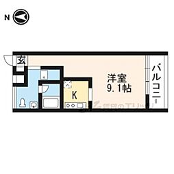 京都市営烏丸線 北山駅 徒歩16分の賃貸マンション 2階1Kの間取り