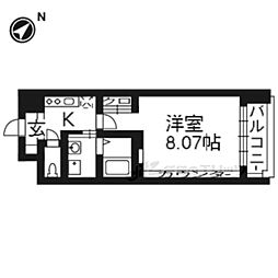 京阪本線 出町柳駅 徒歩7分の賃貸マンション 4階1Kの間取り