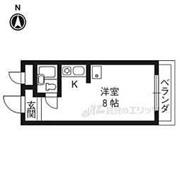 スクエア20 2階ワンルームの間取り