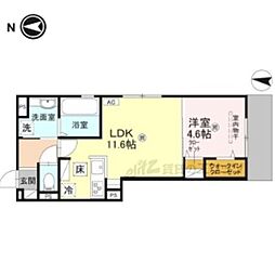 京都市営烏丸線 北大路駅 徒歩5分の賃貸アパート 1階1LDKの間取り