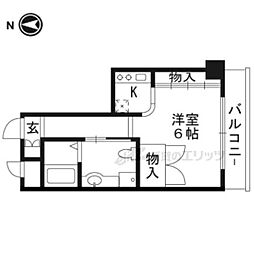 コスモL下鴨 1Kの間取図画像