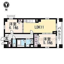 ハイダウェイ下古城 2LDKの間取図画像