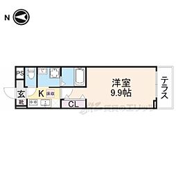 フランあおい 1Kの間取図画像