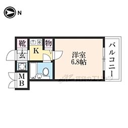 ダイアパレス京都・祇園 1Kの間取図画像