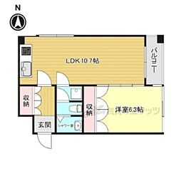 プルクラード 1LDKの間取図画像