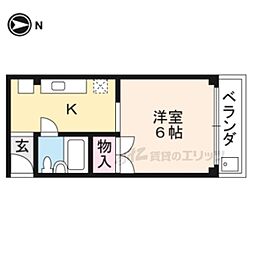 ロイヤルコーポタカノ 1Kの間取図画像