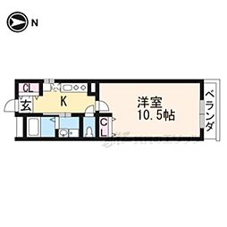 グランレブリー御所西2 1Kの間取図画像