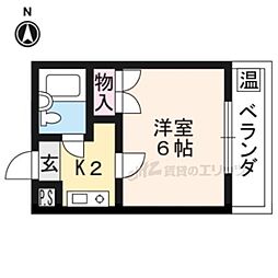 テラスイチ 1Kの間取図画像
