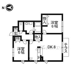 シャーメゾン花園 2LDKの間取図画像