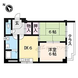 コート双ヶ丘 2DKの間取図画像