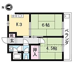 ハイツ東山 2Kの間取図画像