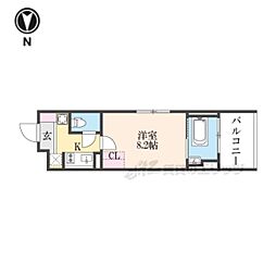 STANDZ金閣寺前 1Kの間取図画像