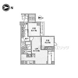 ジオ京都北大路 2LDKの間取図画像