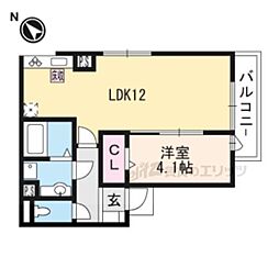 ウエストプレーヌ御陵 1LDKの間取図画像