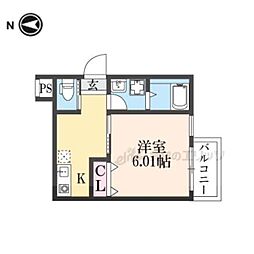 あんそれいゆ一乗寺 1Kの間取図画像