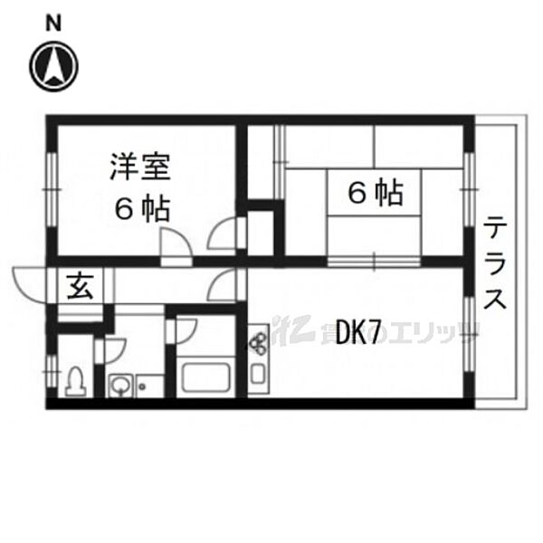 ケイチョウマンション 104｜京都府京都市伏見区桃山町立売(賃貸マンション2DK・1階・40.00㎡)の写真 その2