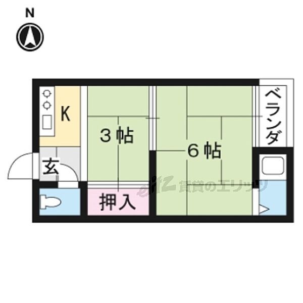 松山荘 2-8｜京都府京都市山科区日ノ岡夷谷町(賃貸アパート2K・2階・22.00㎡)の写真 その2