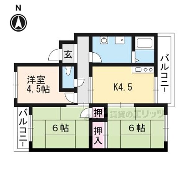 ハイツ柳川 202｜滋賀県大津市柳川１丁目(賃貸マンション3DK・2階・51.84㎡)の写真 その2