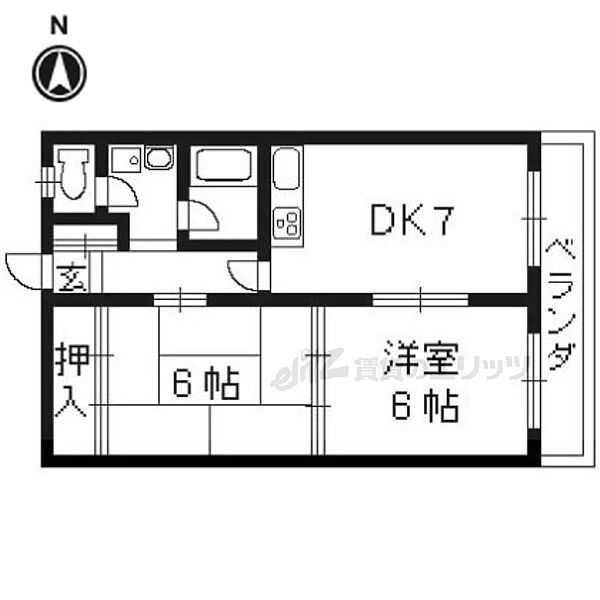 京都府宇治市五ケ庄梅林(賃貸マンション2DK・3階・41.00㎡)の写真 その2