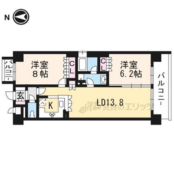 リーガル京都聖護院 ｜京都府京都市左京区聖護院山王町(賃貸マンション2LDK・2階・66.00㎡)の写真 その2