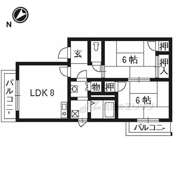 京都府京都市伏見区深草兜山町(賃貸アパート2DK・1階・47.53㎡)の写真 その2