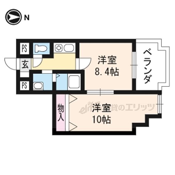 エクセレント山科 702｜京都府京都市山科区竹鼻竹ノ街道町(賃貸マンション1LDK・8階・45.20㎡)の写真 その2