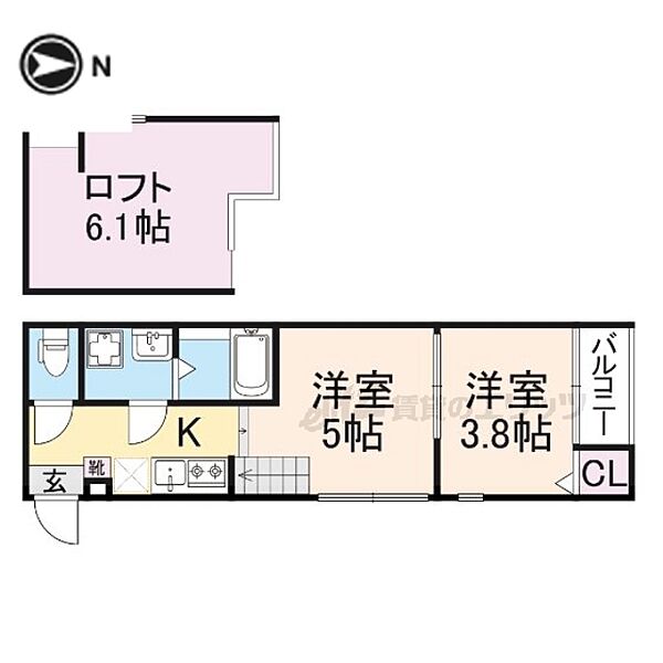 クレスト山科 201｜京都府京都市山科区四ノ宮大将軍町(賃貸アパート1DK・2階・25.08㎡)の写真 その2