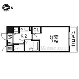 京阪本線 祇園四条駅 徒歩8分の賃貸マンション 4階1Kの間取り