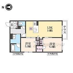 ローズフラットII 1階2LDKの間取り