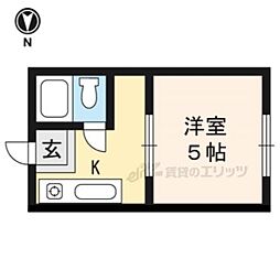 京阪本線 藤森駅 徒歩12分の賃貸アパート 1階1Kの間取り