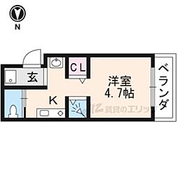 ヴィラ・タテハラ 2階ワンルームの間取り