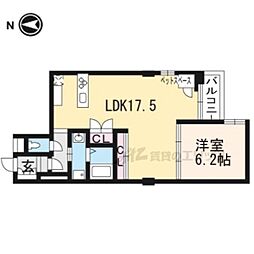 京都地下鉄東西線 京都市役所前駅 徒歩2分の賃貸マンション 2階1LDKの間取り