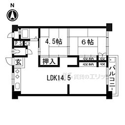 近鉄京都線 東寺駅 徒歩8分の賃貸マンション 5階2LDKの間取り