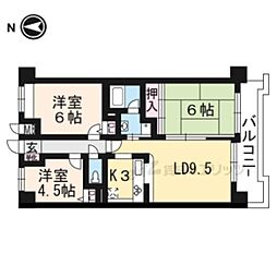 京都地下鉄東西線 二条城前駅 徒歩4分の賃貸マンション 5階3LDKの間取り