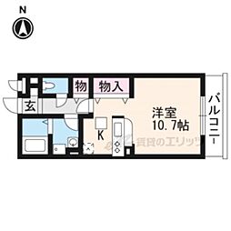 セジュール城南 1階ワンルームの間取り