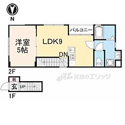 ボヌールハウス京都稲荷 3階1LDKの間取り