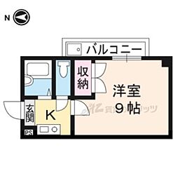 JR東海道・山陽本線 山科駅 徒歩8分の賃貸マンション 2階1Kの間取り