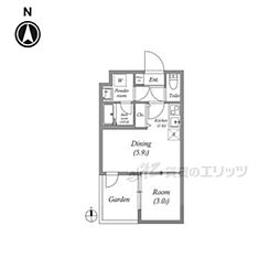 JR東海道・山陽本線 山科駅 徒歩16分の賃貸マンション 1階1DKの間取り