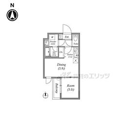 JR東海道・山陽本線 山科駅 徒歩16分の賃貸マンション 2階1DKの間取り