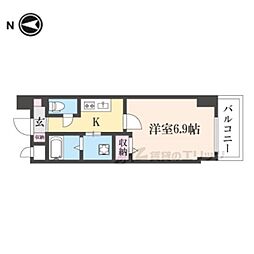 近鉄京都線 東寺駅 徒歩10分の賃貸マンション 6階1Kの間取り