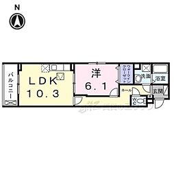 リボーン明誠 102 1階1LDKの間取り