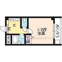 フォルム御陵 2階1Kの間取り