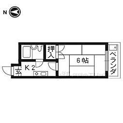 京阪本線 三条駅 徒歩8分の賃貸マンション 3階1Kの間取り