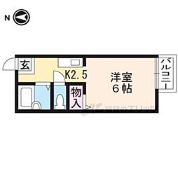 近鉄京都線 伏見駅 徒歩4分の賃貸アパート 1階1Kの間取り