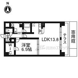 プレサンス京大前 1階1LDKの間取り