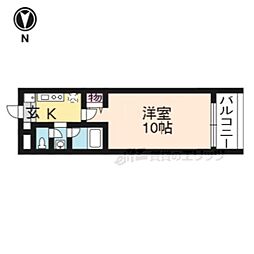 ライズ京都伏見 4階1Kの間取り