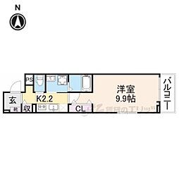 アリエッタ 2階1Kの間取り