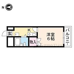 メゾングランドール 2階1Kの間取り